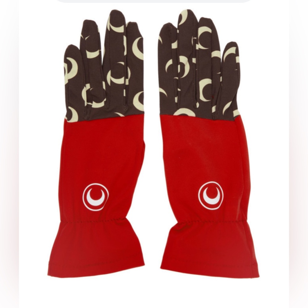Marine Serre Gloves Red & Brown Color-block Moon  M. New w/ Tags